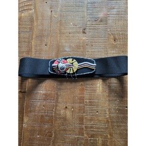 Vintage Made in USA Fabric Statement Belt Size 10 Colorful Artsy Abstract Beaded